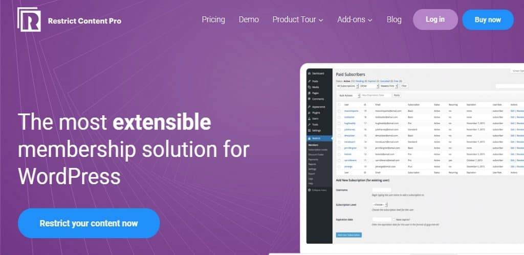 best WooCommerce membership plugins: Restrict Content Pro